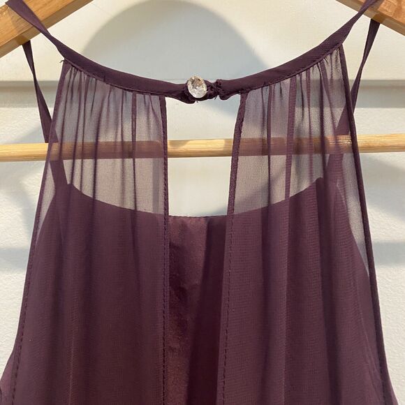 Azazie C Sarah Sangria Purple A-Line Halter Neck Chiffon Dress Bridesmaid Gown - Picture 8 of 16